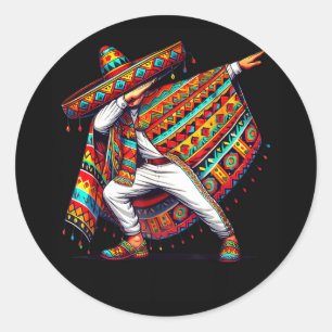 Mexican men dabbing poncho cinco de mayo dab classic round sticker