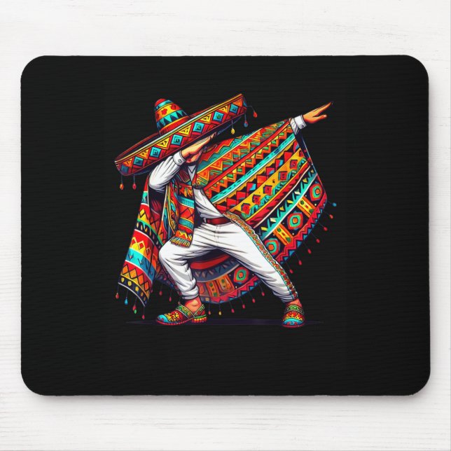 Mexican men dabbing poncho cinco de mayo dab mouse pad (Front)