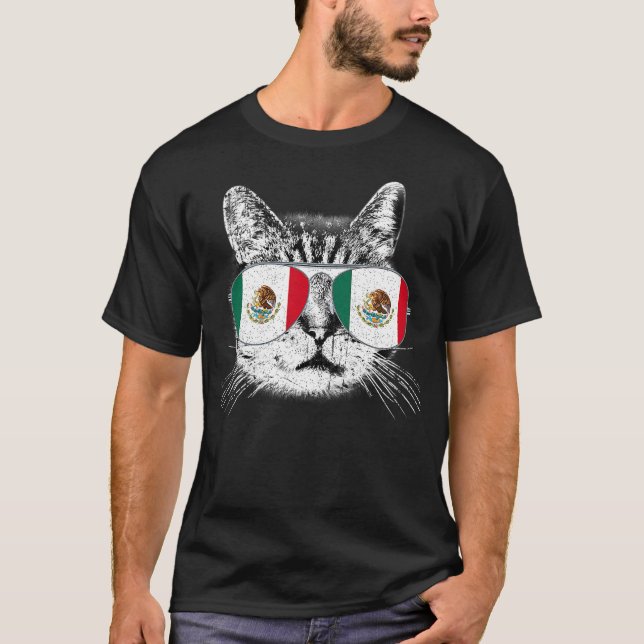 Mexican Mexico Flag Country Pride Cat Men Women Fu T-Shirt (Front)