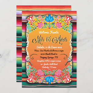 Mexican Mis 16 Anos Party Gold Glitter Invitation