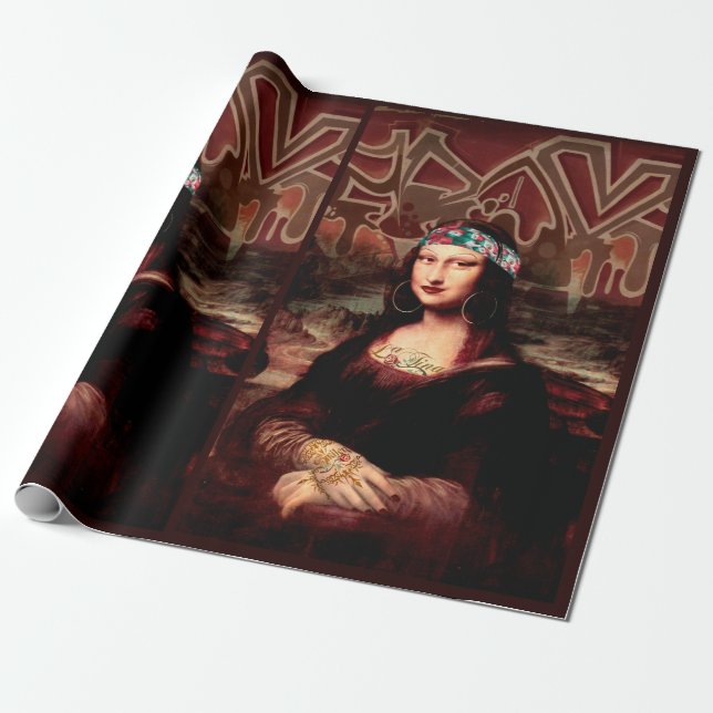 Mexican Mona Lisa Chicana Chola Wrapping Paper (Unrolled)