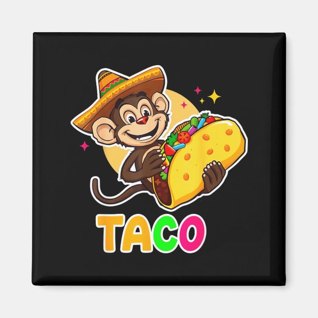 Mexican monkey sombrero taco el squatcho fun cinco magnet (Front)