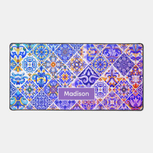 Mexican, Moroccan, Sicilian Mediterranean purple Desk Mat