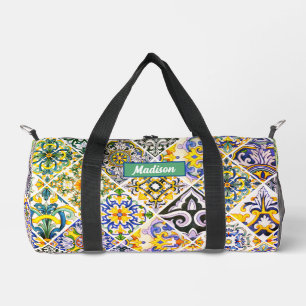 Mexican, Moroccan, Sicilian Mediterranean tiles Duffle Bag