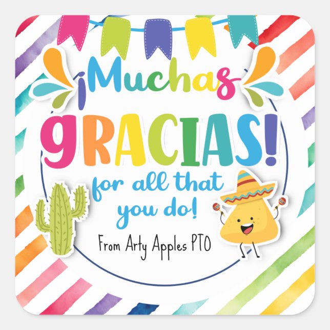 Mexican muchas gracias for that you do! square sticker (Front)