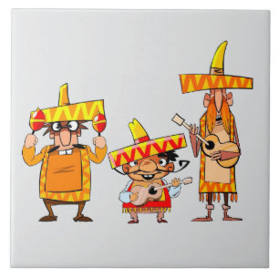 Mexican musicians ceramic tile