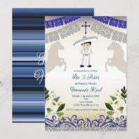 Mexican Navy Blue Invitaciones Tres Anos