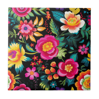 Mexican Noche de Flores Ceramic Tile