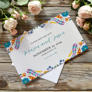 Mexican Nuestra Boda Flowers Botanical Wedding Save The Date
