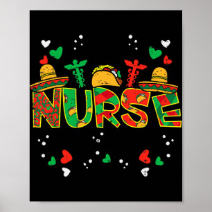 Mexican Nurse Taco Stethoscope Cinco De Mayo Poster