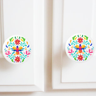 Mexican Otomi Bird Design Ceramic Knob
