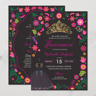 Mexican Otomi Embroidery Quinceañera Invitation