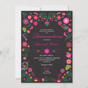 Mexican Otomi Embroidery Quinceañera Invitation