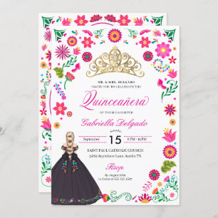 Mexican Otomi Embroidery Quinceañera Invitation