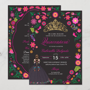 Mexican Otomi Embroidery Quinceañera Invitation