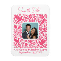 Mexican Otomí Floral Border Save the Date Photo