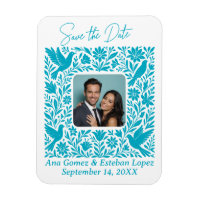Mexican Otomí Floral Border Save the Date Photo