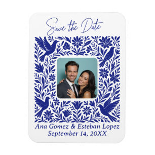 Mexican Otomí Floral Border Save the Date Photo Magnet