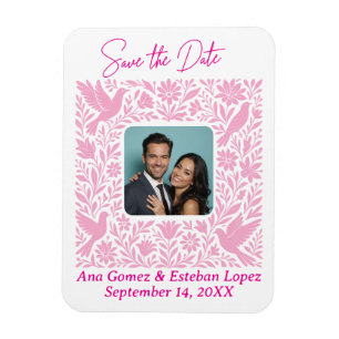 Mexican Otomí Floral Border Save the Date Photo Magnet