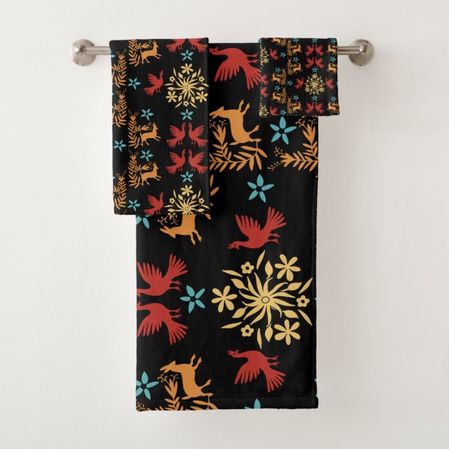 Mexican Otomi Home Decor Bath Towel Set (Insitu)