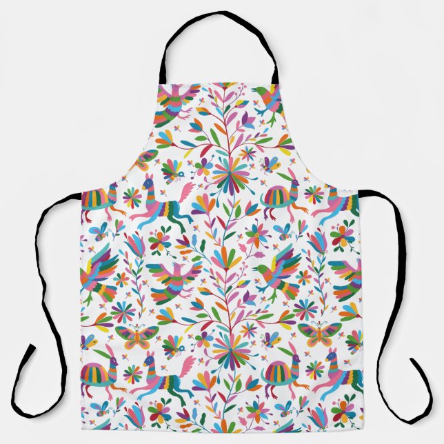  Mexican Otomi Style Bright Pattern Apron (Front)