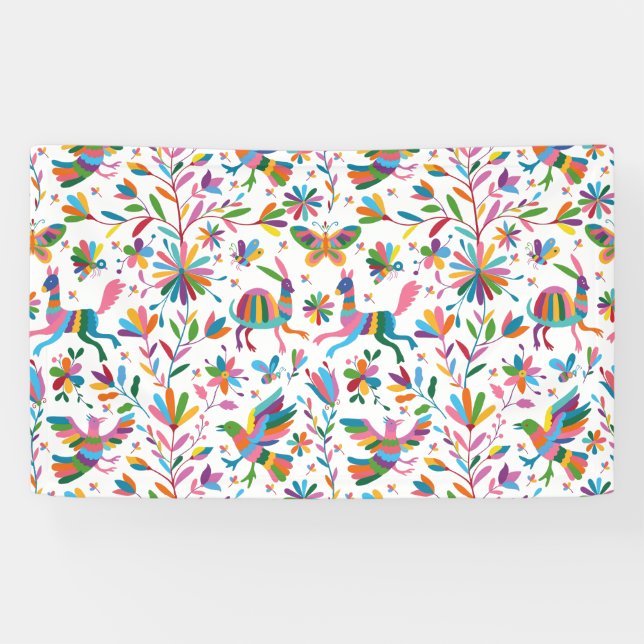  Mexican Otomi Style Bright Pattern Banner (Horizontal)