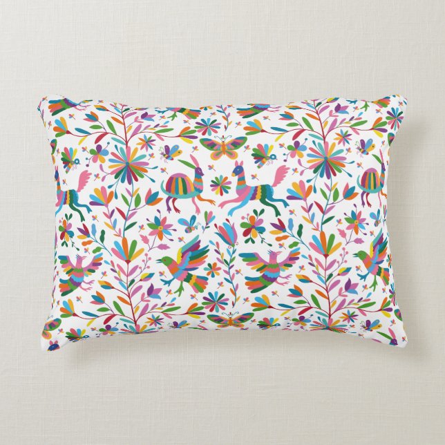 Mexican Otomi Style Bright Pattern Decorative Cushion (Front)