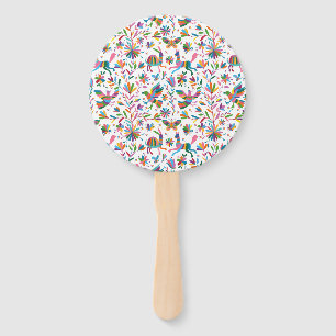  Mexican Otomi Style Bright Pattern Hand Fan