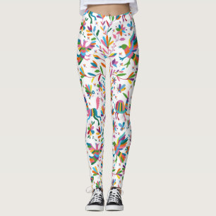 Mexican Otomi Style Bright Pattern Leggings