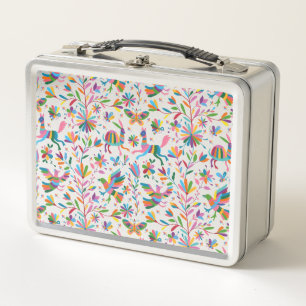 Mexican Otomi Style Bright Pattern Metal Lunch Box