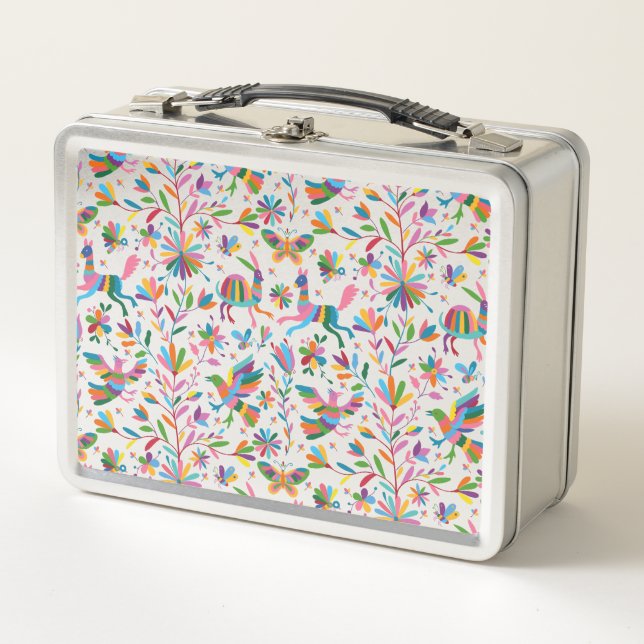  Mexican Otomi Style Bright Pattern Metal Lunch Box (Front)