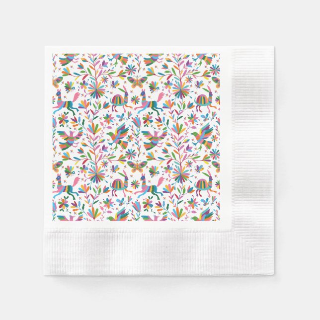  Mexican Otomi Style Bright Pattern Napkin (Front)