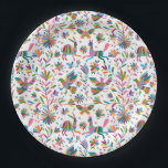 Mexican Otomi Style Bright Pattern Paper Plate<br><div class="desc">Colourful Mexican Traditional Textile Embroidery Style.  Composition with birds,  flowers,  branches and animals</div>