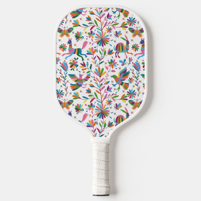  Mexican Otomi Style Bright Pattern Pickleball Paddle (Front)