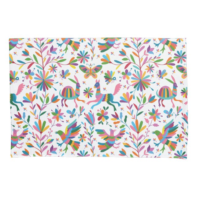  Mexican Otomi Style Bright Pattern Pillowcase (Front)