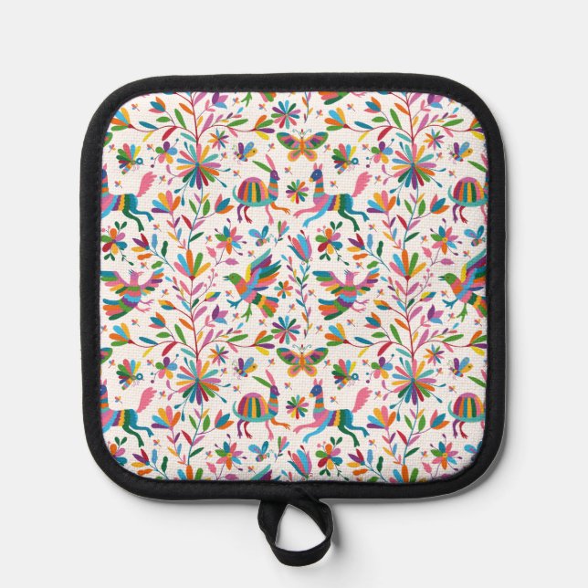  Mexican Otomi Style Bright Pattern Pot Holder (Front)