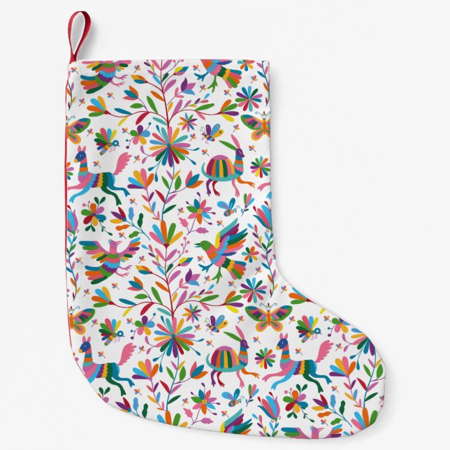  Mexican Otomi Style Bright Pattern Small Christmas Stocking (Front)