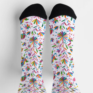  Mexican Otomi Style Bright Pattern Socks