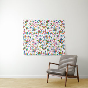 Mexican Otomi Style Bright Pattern Tapestry