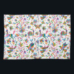 Mexican Otomi Style Bright Pattern Tea Towel<br><div class="desc">Colourful Mexican Traditional Textile Embroidery Style.  Composition with birds,  flowers,  branches and animals</div>