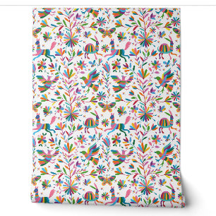 Mexican Otomi Style Bright Pattern Wallpaper