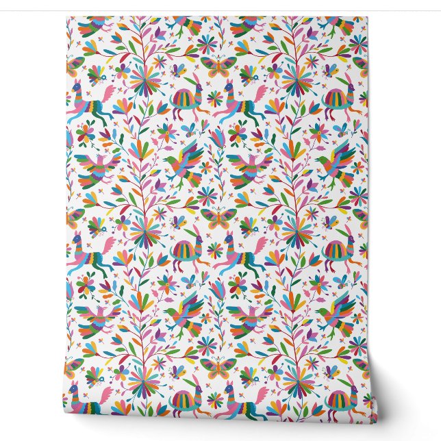 Mexican Otomi Style Bright Pattern Wallpaper (Unrolling)