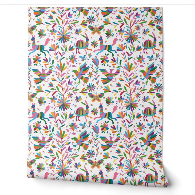 Mexican Otomi Style Bright Pattern Wallpaper (Unrolling)