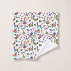 Mexican Otomi Style Bright Pattern Wash Cloth