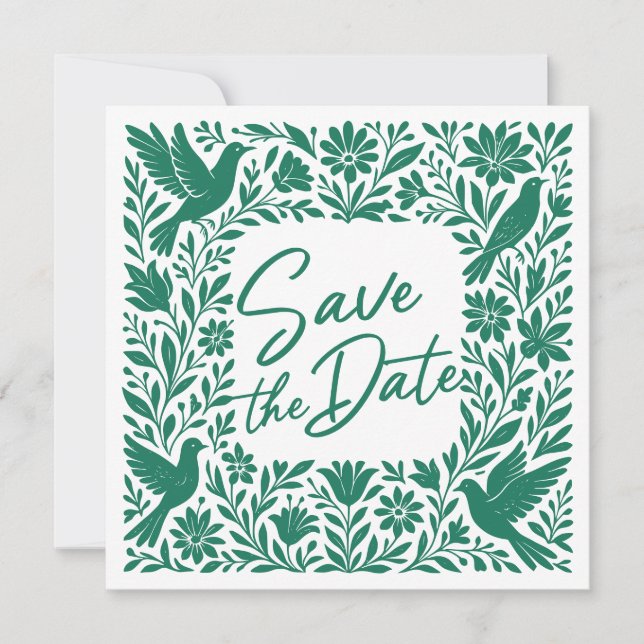 Mexican Otomí Tenango Talavera Save the Date Invitation (Front)