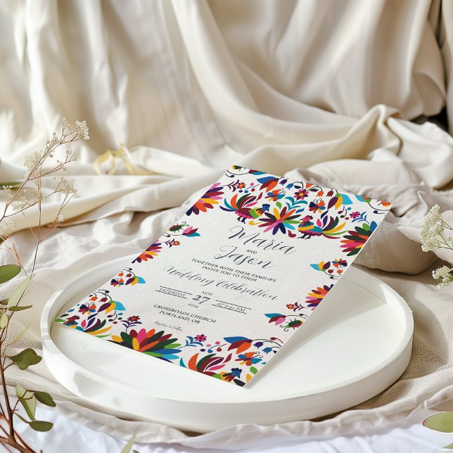 Mexican Otomi Tenangos Fiesta Folk Art Wedding Invitation (Mexican Otomi Tenangos Fiesta Folk Art Wedding Invitation)