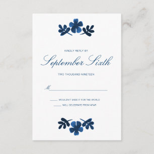 Mexican Otomi Wedding RSVP Card - Navy Blue