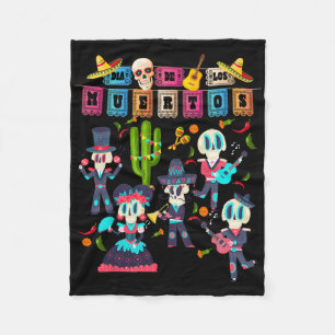 Mexican Papel Picado Banner -cute Dia De Los Muert Fleece Blanket