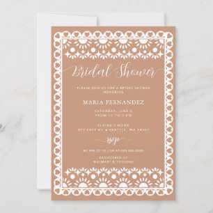 Mexican Papel Picado Boho Barro Bridal Shower Invitation
