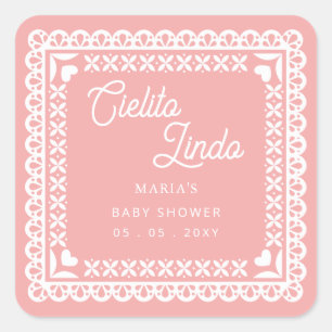 Mexican Papel Picado Cielito Lindo Baby Shower Square Sticker